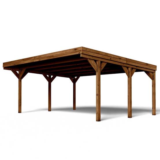 CARPORT BOIS 2 VOITURES 30,9M² 6 POTEAUX 12x12 - Image 1
