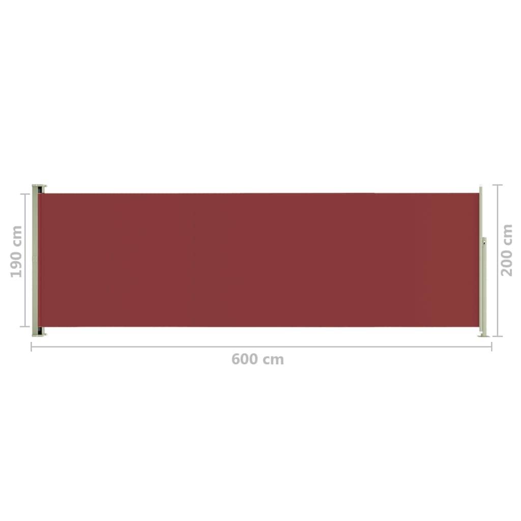 Helloshop26 - Auvent paravent store brise-vue latéral rétractable de patio jardin terrasse balcon protection visuelle écran 200 x 600 cm rouge - Image 6