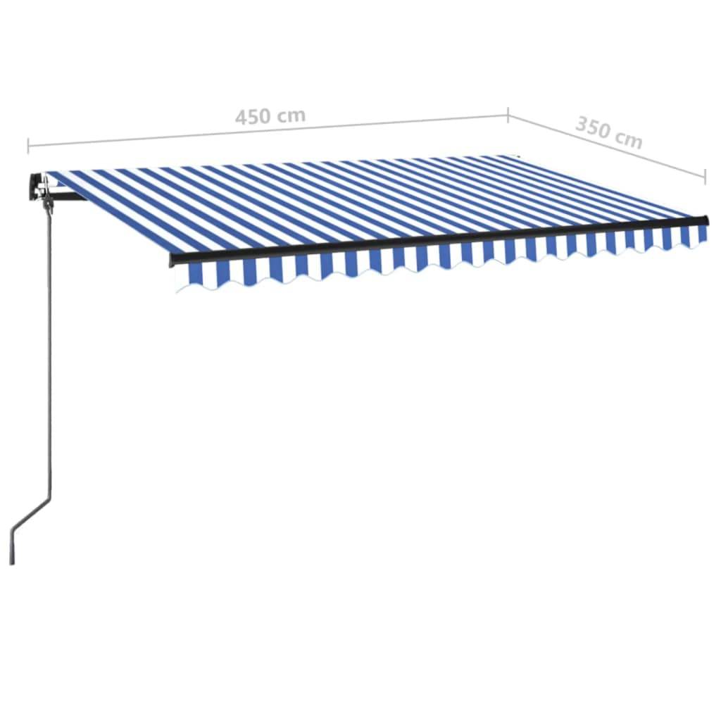 Store Banne Manuel Grande Taille avec Éclairage LED Solaire pour Jardin Bleu et Blanc 450x350 cm – ComfortXL Outdoor Living - Image 7