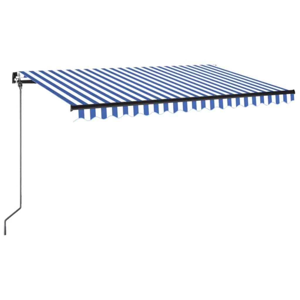 Store Banne Manuel Grande Taille avec Éclairage LED Solaire pour Jardin Bleu et Blanc 450x350 cm – ComfortXL Outdoor Living - Image 2
