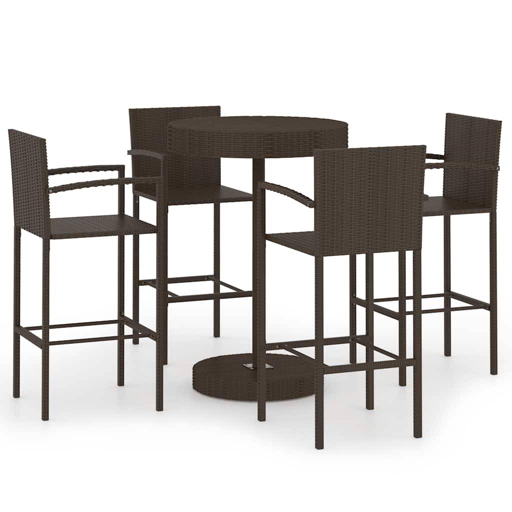 Ensemble de bar de jardin 5 pcs | Mobilier d'extérieur Résine tressée Marron Maison Chic - Image 1
