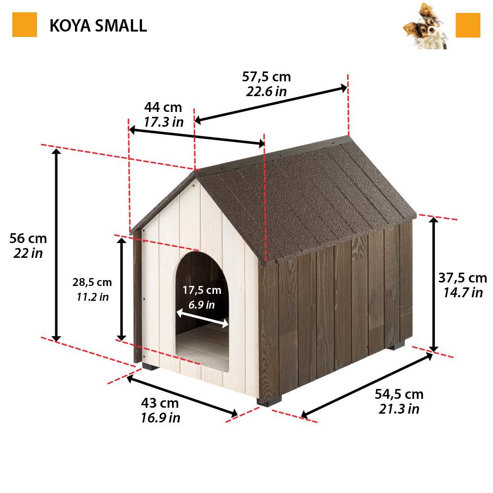 Ferplast - Niche d'extérieur, KOYA SMALL Maison pour Chiens en Bois FSC avec Peinture non Toxique, Trous d'aération, Pieds Isolants - Image 2