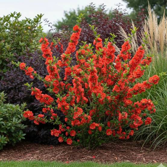 Cognassier du Japon Mango Storm® 'Mincha01', Chaenomeles à fleurs Orange - feuillage Caduc - Pot de 3L - 20/40 cm- hauteur à maturité De 3,00 m à 5,0 - Image 4