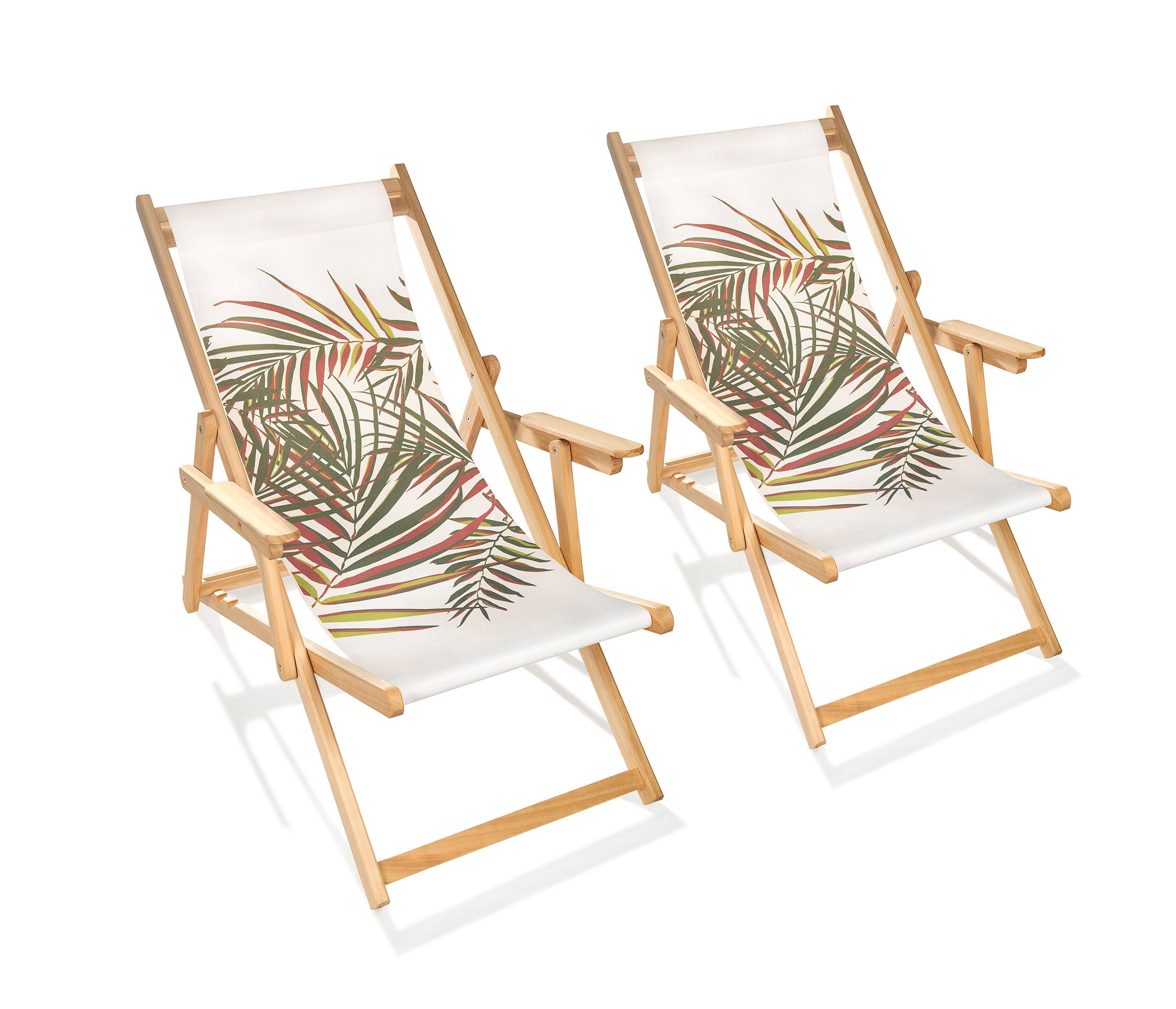 City Garden - Lot de 2 chiliennes LONA en bois et toile coton motif jungle - CITY GARDEN - Image 4