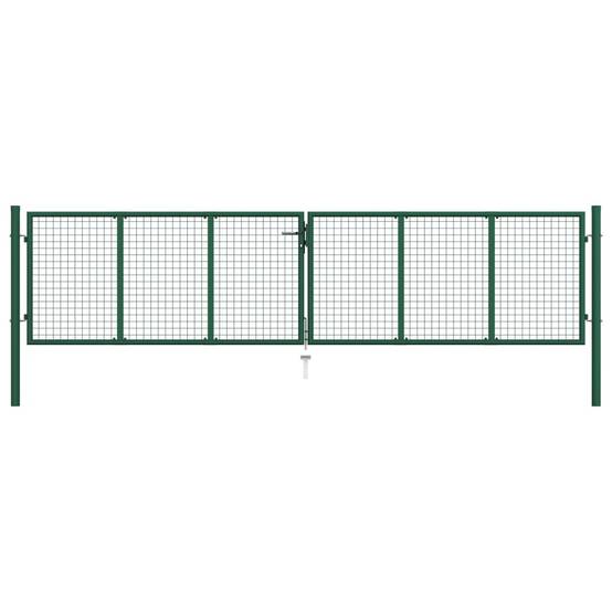 Portail de Jardin Grillagé Acier Galvanisé Robuste pour Clôture Extérieure Vert 390x75 cm – ComfortXL Outdoor Living - Image 1