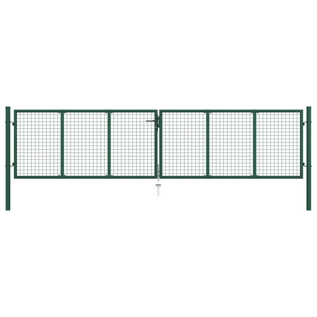 Portail de Jardin Grillagé Acier Galvanisé Robuste pour Clôture Extérieure Vert 390x75 cm – ComfortXL Outdoor Living - Image 1