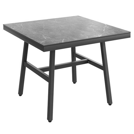 Canapé de jardin en forme de L, jusqu'à 8 personnes, armature en fer avec revêtement, résistant aux intempéries, gris - Image 8