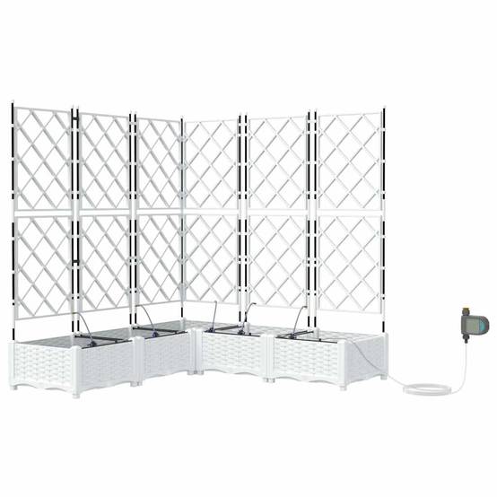 Cache-pot de jardin 5 pcs | Bac à fleurs Blanc Acier - Image 1