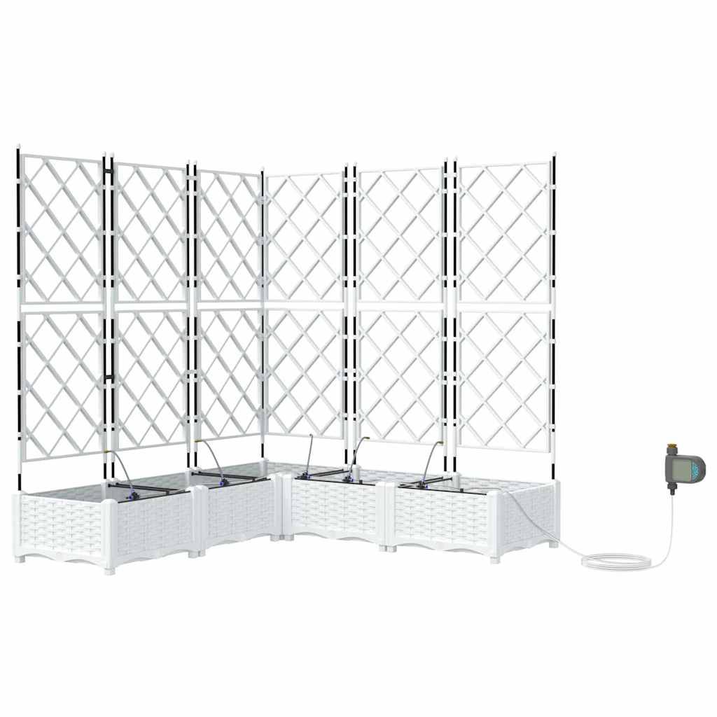 Cache-pot de jardin 5 pcs | Bac à fleurs Blanc Acier - Image 1