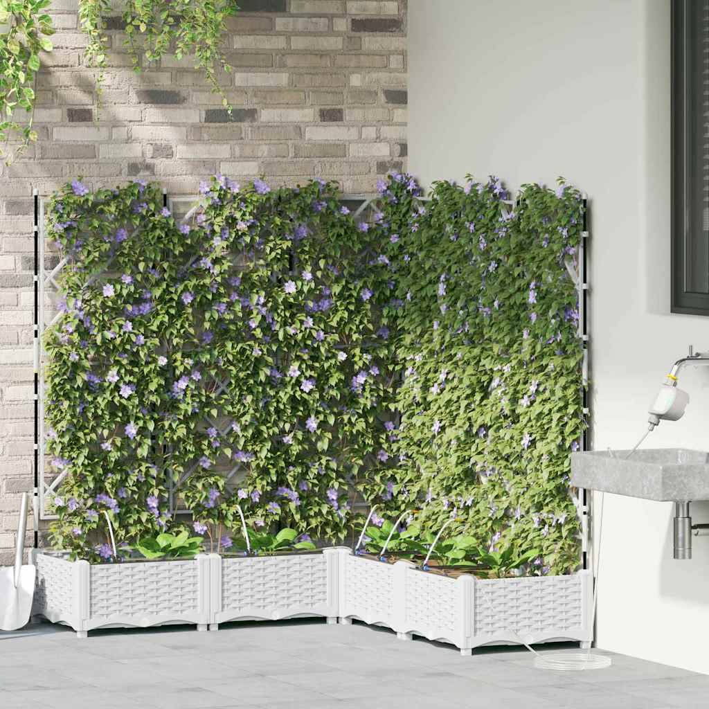 Cache-pot de jardin 5 pcs | Bac à fleurs Blanc Acier - Image 3