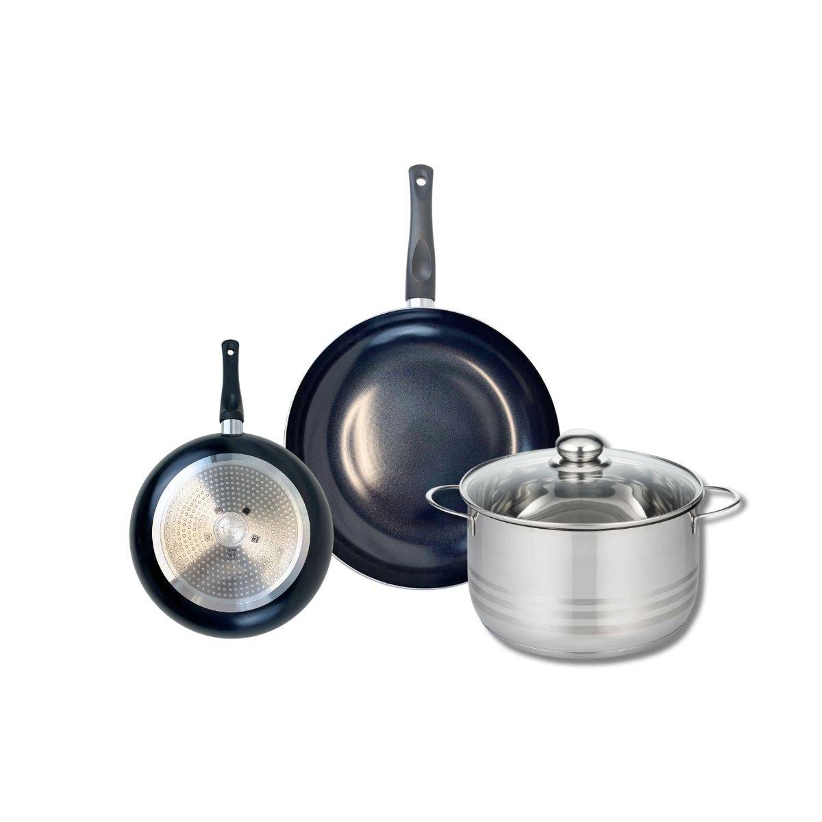 Ensemble de 2 Poêles de cuisson 20 et 28 cm et 1 faitout 24 cm Elo Prima Brillant - Image 1