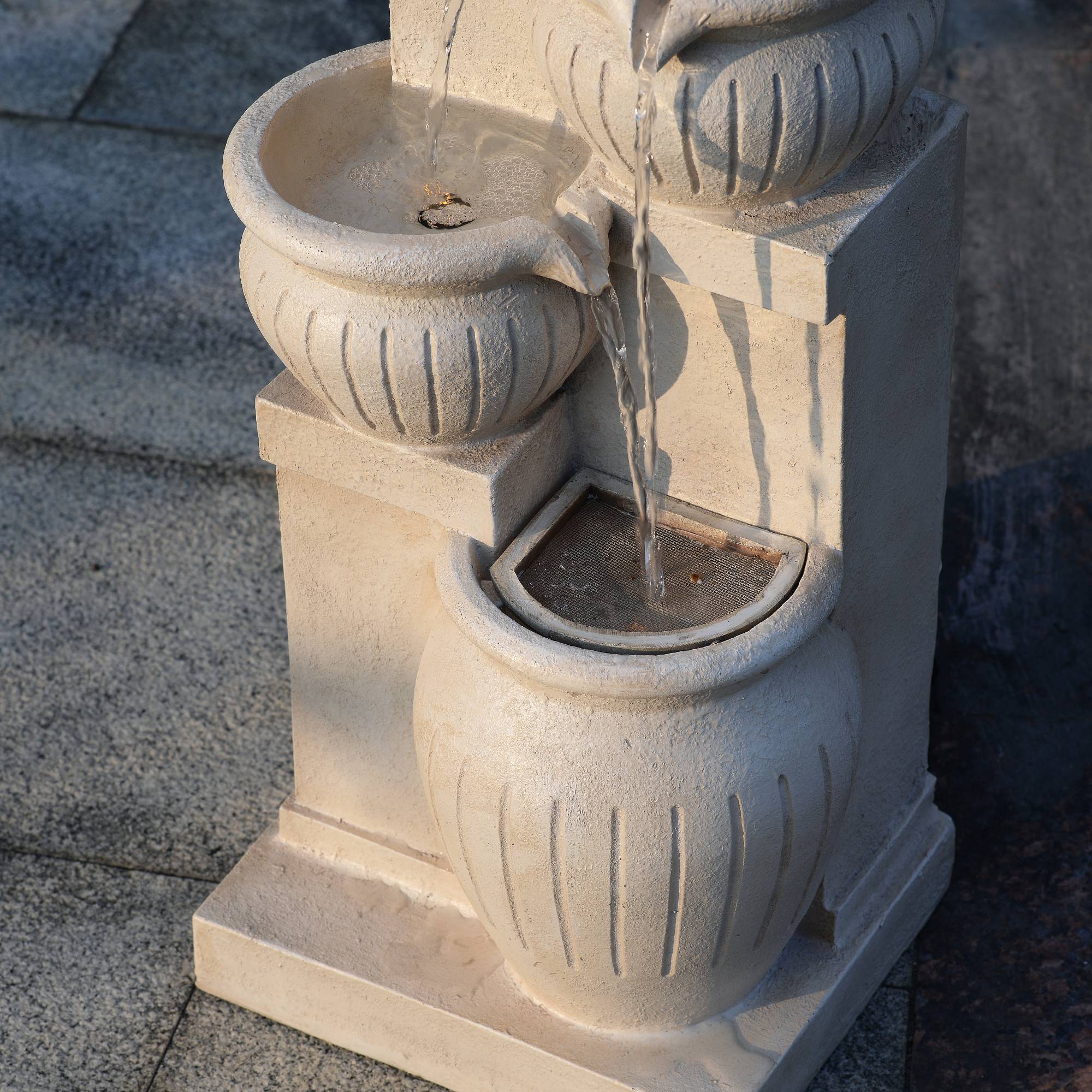 Teamson Home - Fontaine Solaire Cascade 4 Niveaux LED Effet Pierre Naturelle, Teamson Home - Image 6