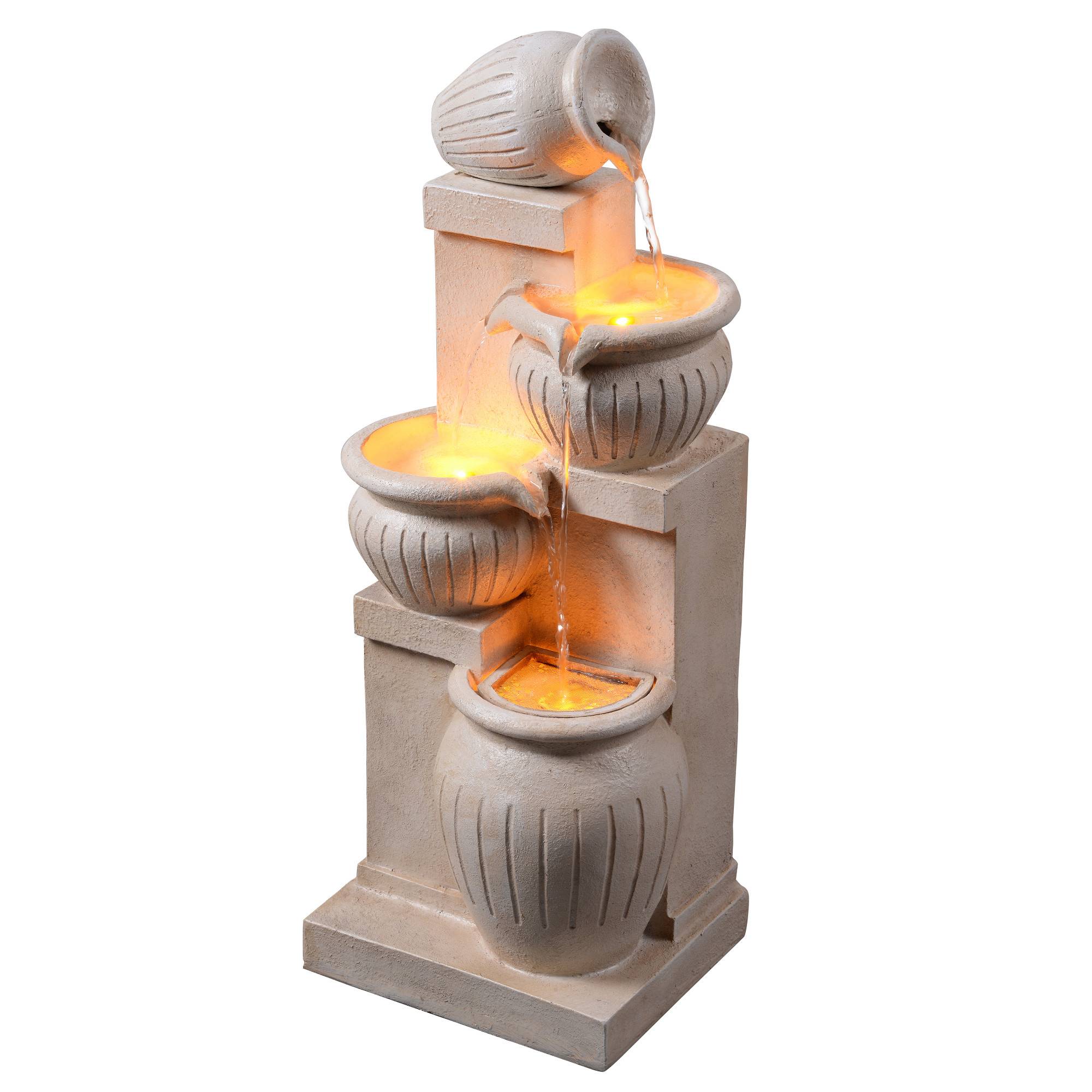 Teamson Home - Fontaine Solaire Cascade 4 Niveaux LED Effet Pierre Naturelle, Teamson Home - Image 2