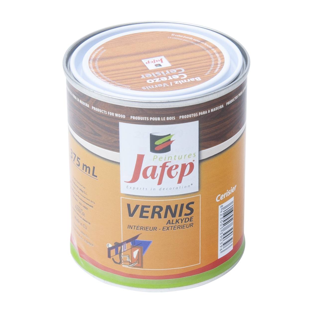 Vernis synthétique brillant cerisier Jafep - 375 ml - Image 1
