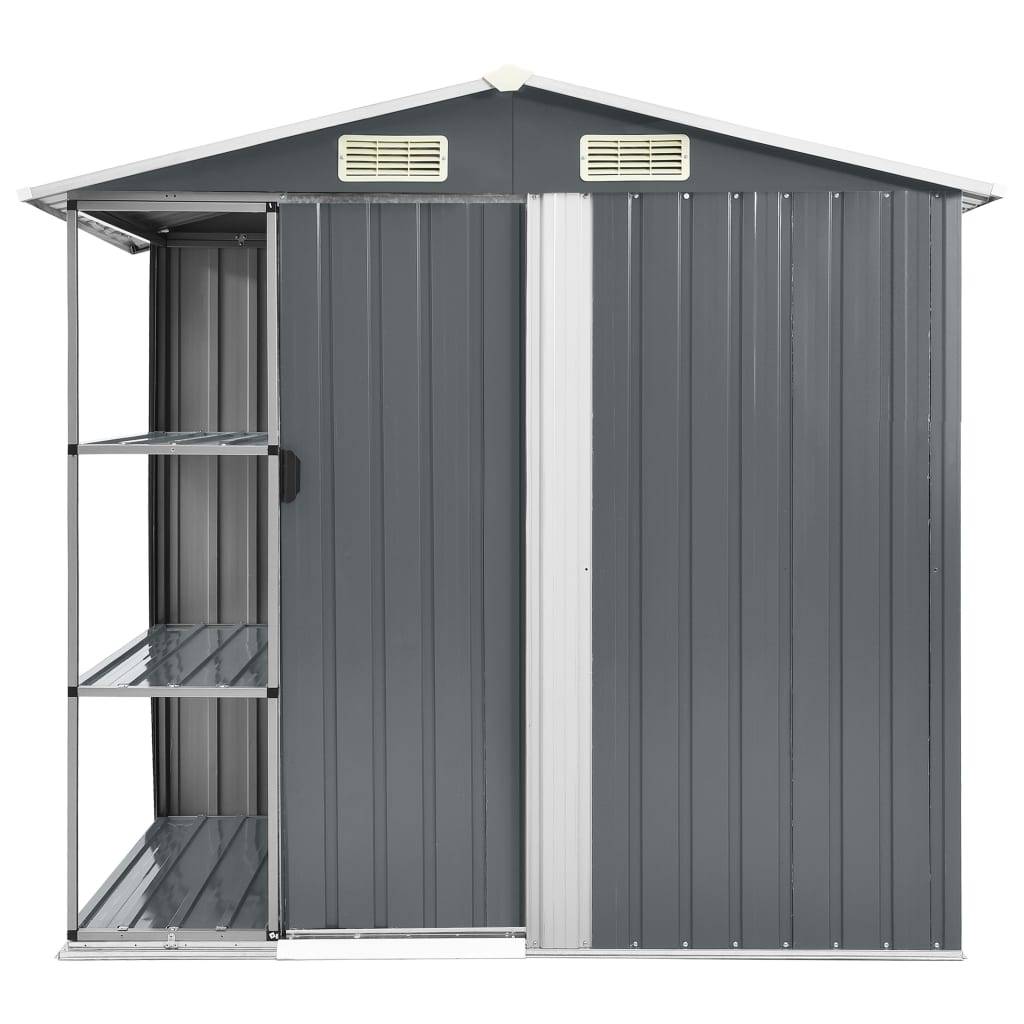 Abri de jardin 2.67m² - Cabane de jardin - Abri de stockage avec étagère Gris 205x130x183 cm Fer MAISON CHIC - Image 1