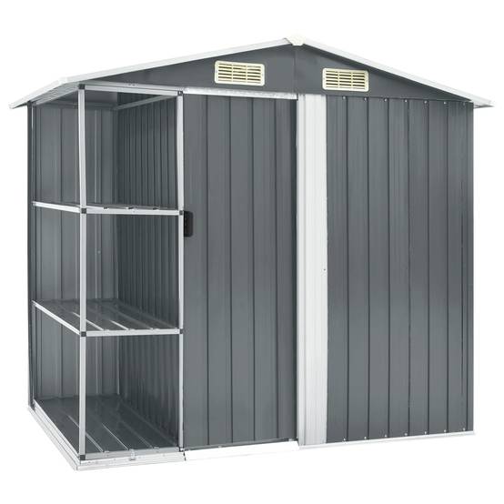 Abri de jardin 2.67m² - Cabane de jardin - Abri de stockage avec étagère Gris 205x130x183 cm Fer MAISON CHIC - Image 2