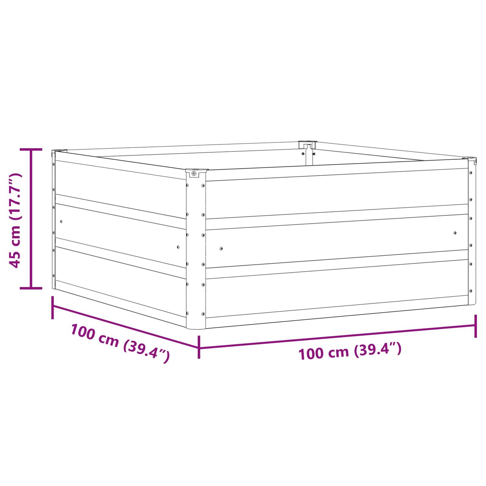 Jardinière acier anthracite 100 x 100 x 45 cm - PANGIVO - Image 7