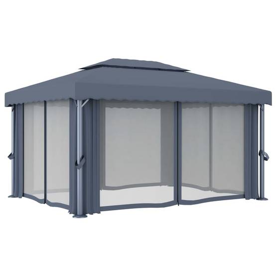 Vidaxl - Tonnelle avec rideau et guirlande lumineuse LED 4x3m Anthracite vidaXL 3070355 - Image 7