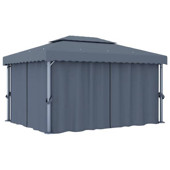 Vidaxl - Tonnelle avec rideau et guirlande lumineuse LED 4x3m Anthracite vidaXL 3070355 - Image 9