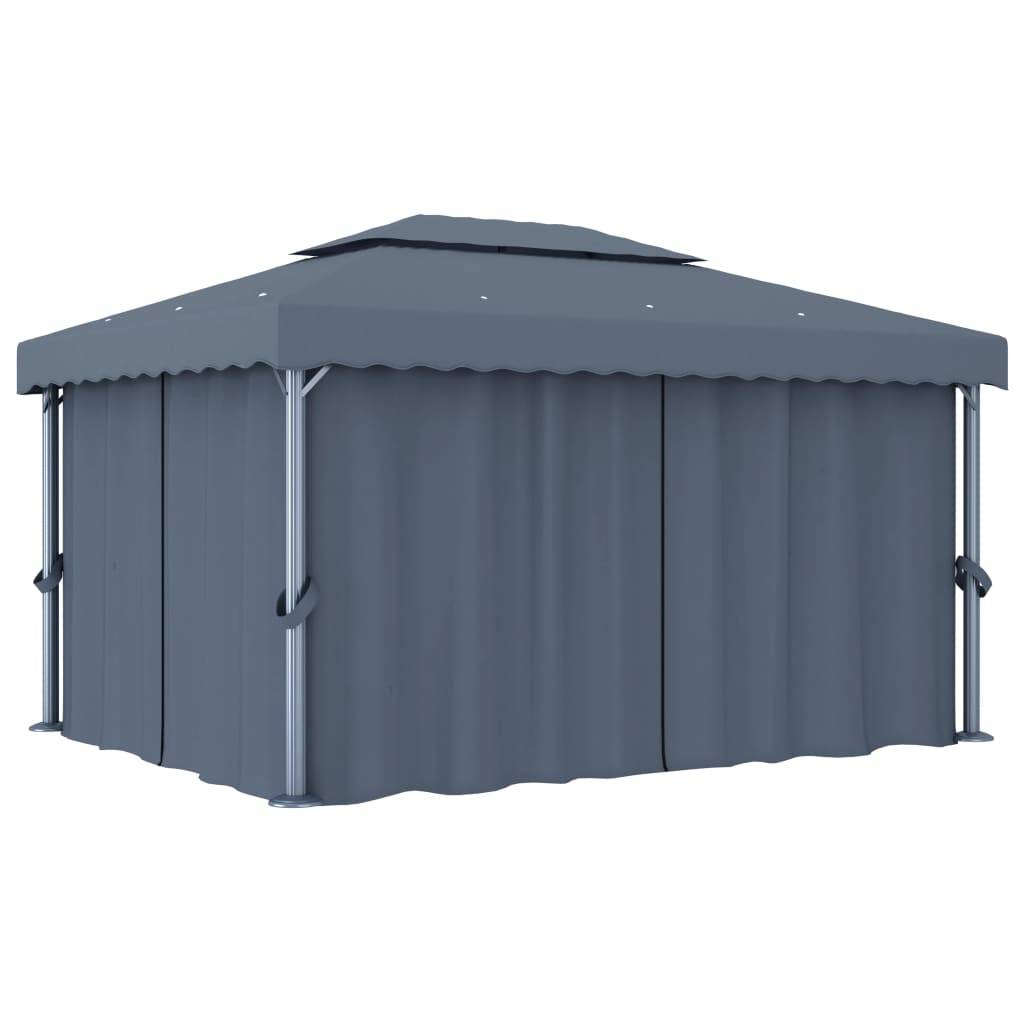 Vidaxl - Tonnelle avec rideau et guirlande lumineuse LED 4x3m Anthracite vidaXL 3070355 - Image 9