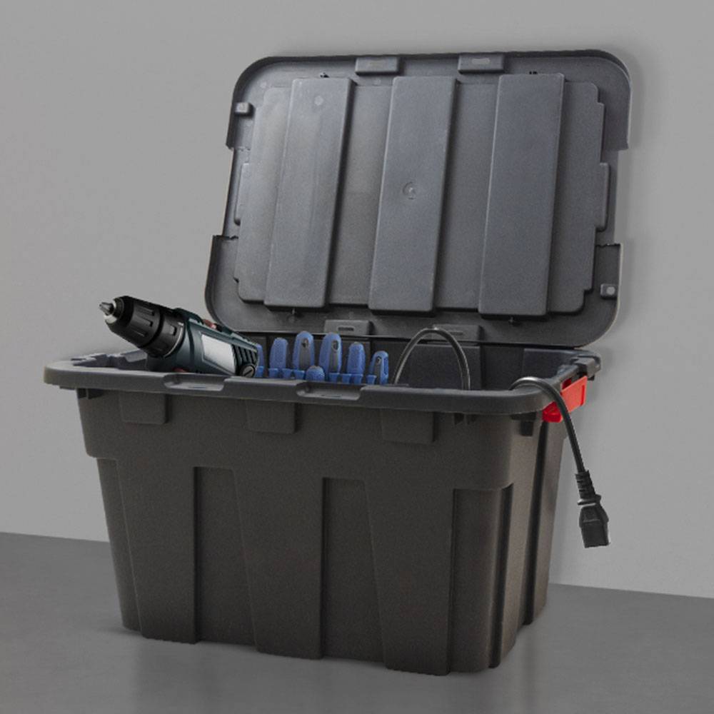Euro Vanadium - Boîte de rangement garage, outils, jardin - 55L - Couvercle Clips - Noir - EURO VANADIUM - Image 6