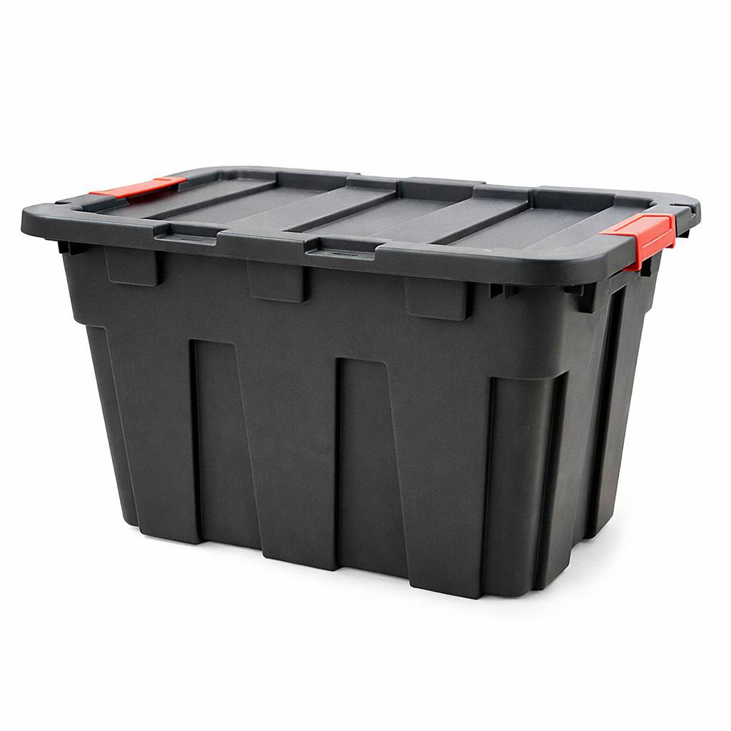 Euro Vanadium - Boîte de rangement garage, outils, jardin - 55L - Couvercle Clips - Noir - EURO VANADIUM - Image 1