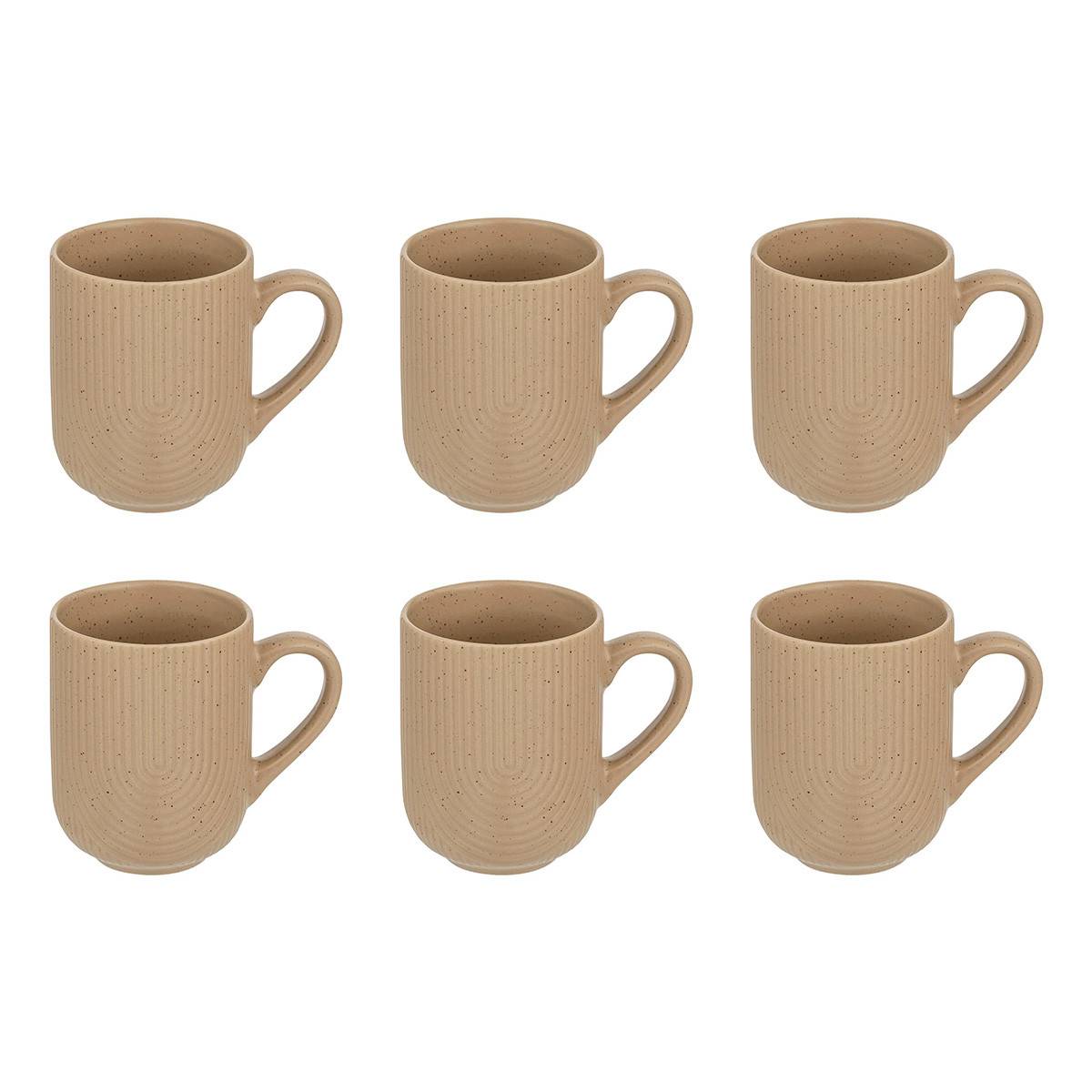 Lot de 6 Mugs en Céramique "Lya" 30cl Taupe - Image 1