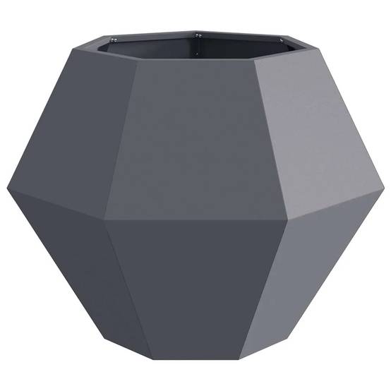 Jardinière rectangulaire pratique pour jardin terrasse 75 x 75 x 60 cm en acier anthracite - Image 2