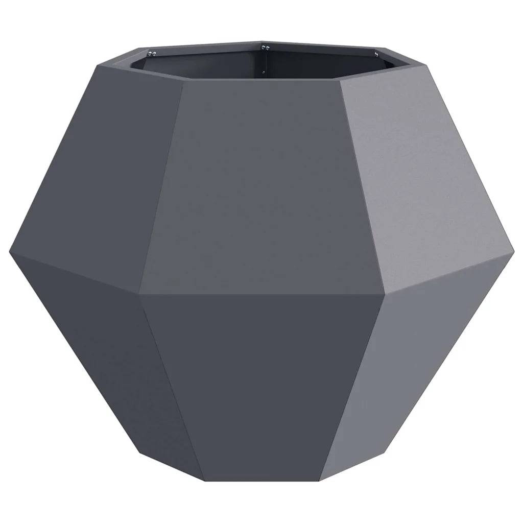 Jardinière rectangulaire pratique pour jardin terrasse 75 x 75 x 60 cm en acier anthracite - Image 2