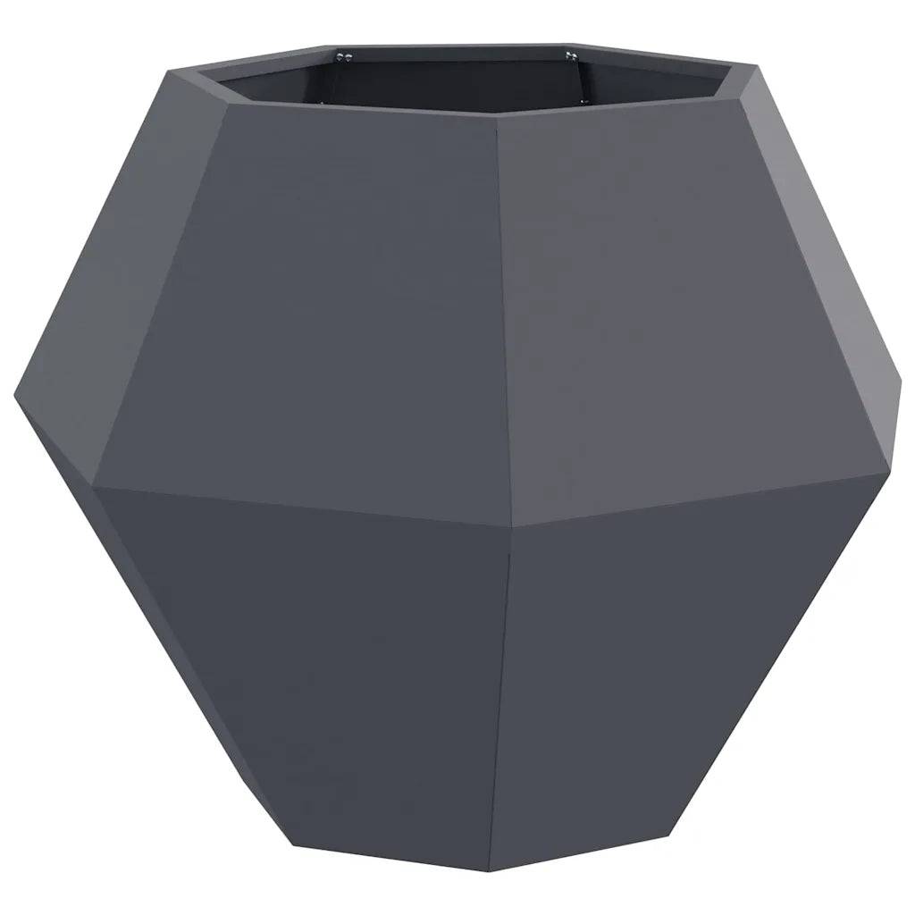 Jardinière rectangulaire pratique pour jardin terrasse 75 x 75 x 60 cm en acier anthracite - Image 1