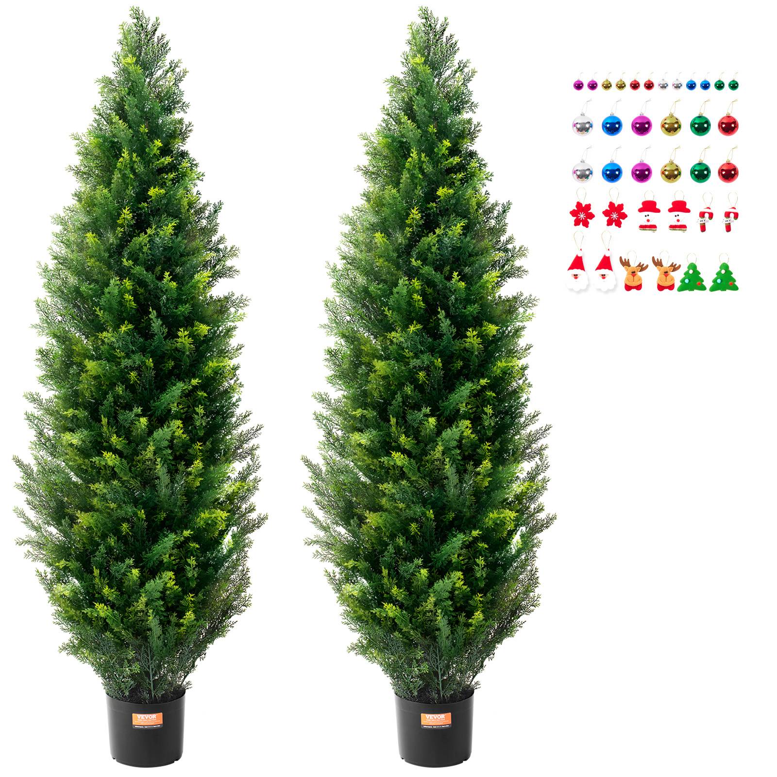 Vevor - VEVOR Arbre topiaire cèdre artificiel 60 po, lot 2. Feuilles UV, avec pot. Décoration intérieur/extérieur. - Image 1