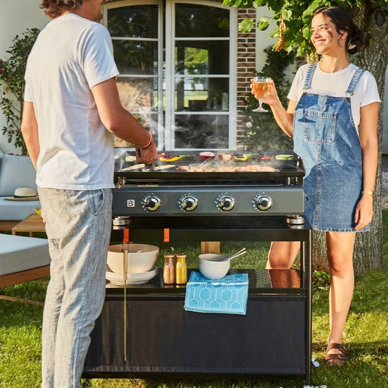 Desserte plancha Infinite 100 – BRASERO BY FAVEX – Plan de travail 100 cm – 3 niveaux de rangement – Compatible planchas 1 à 4 feux - Image 4