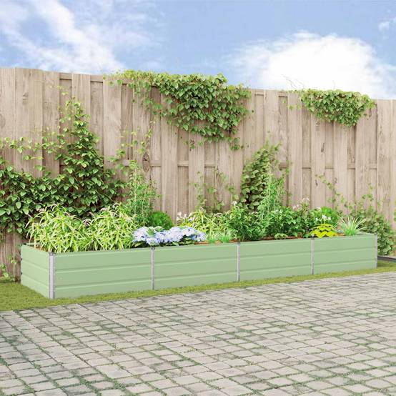Bac à Plantation XXL Acier Galvanisé 385x100x45 cm pour Paysagiste Vert Pastel - ComfortXL Outdoor Living - Image 1