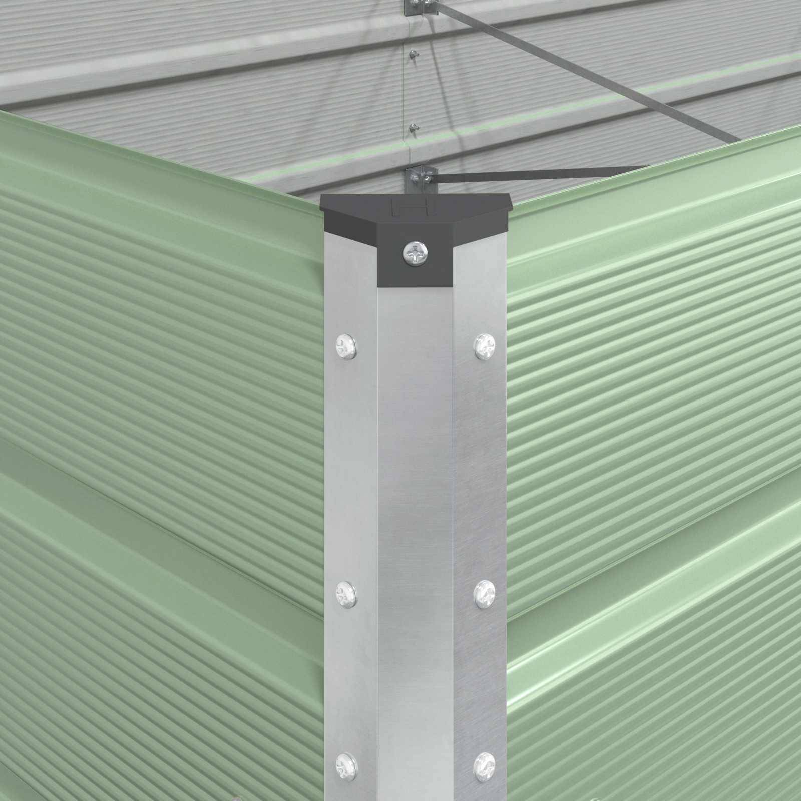 Bac à Plantation XXL Acier Galvanisé 385x100x45 cm pour Paysagiste Vert Pastel - ComfortXL Outdoor Living - Image 9