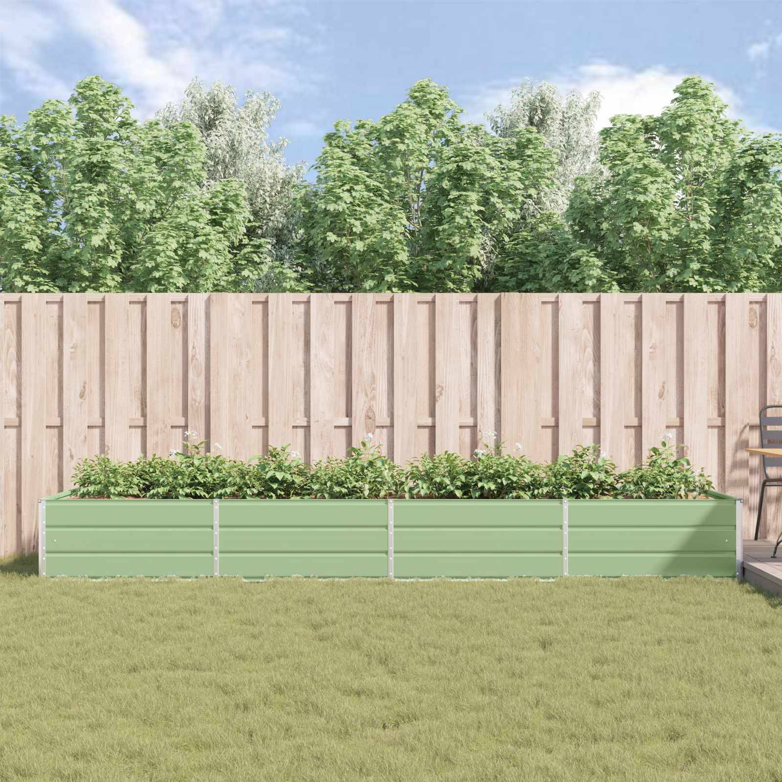 Bac à Plantation XXL Acier Galvanisé 385x100x45 cm pour Paysagiste Vert — free download