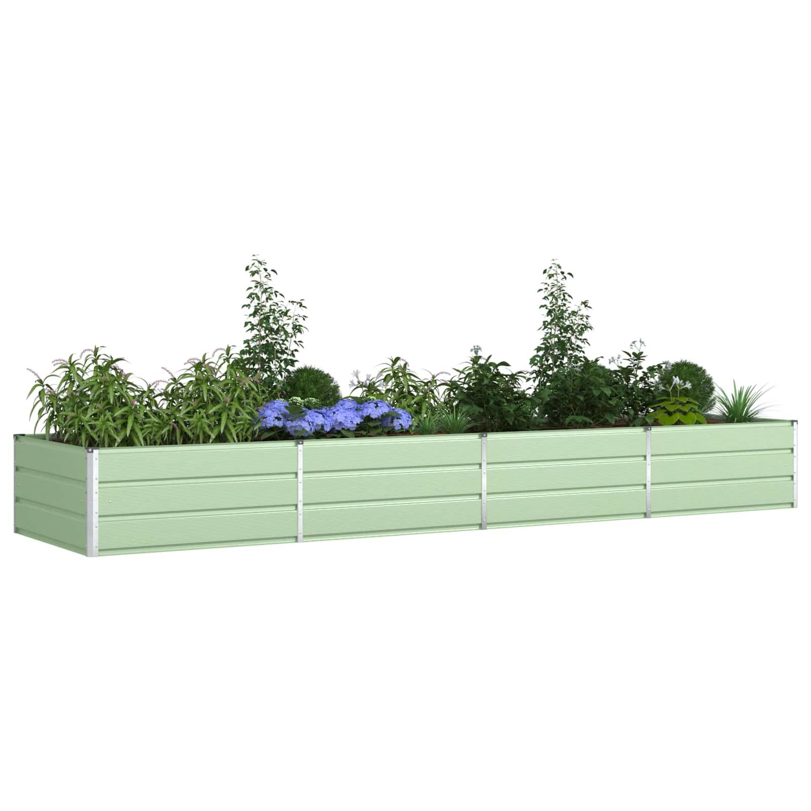 Bac à Plantation XXL Acier Galvanisé 385x100x45 cm pour Paysagiste Vert — free download