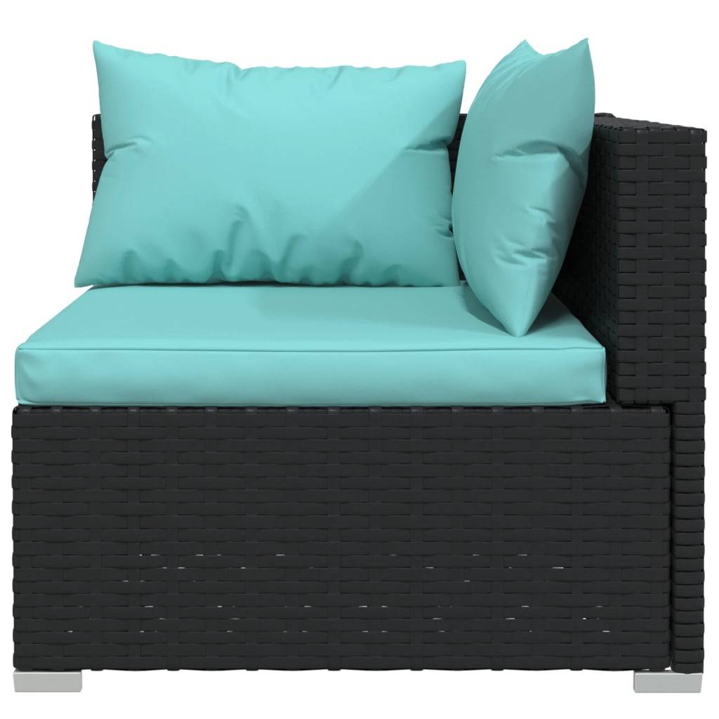 Helloshop26 - Salon de jardin meuble d'extérieur ensemble de mobilier 6 pièces avec coussins résine tressée noir - Image 2