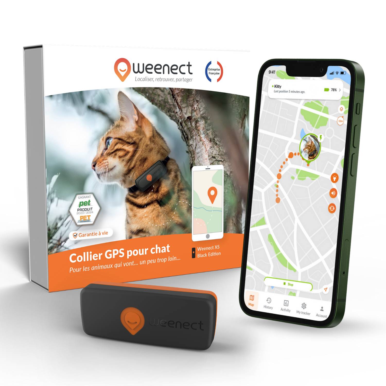 Weenect - Weenect XS - collier gps pour chat ( black edition)