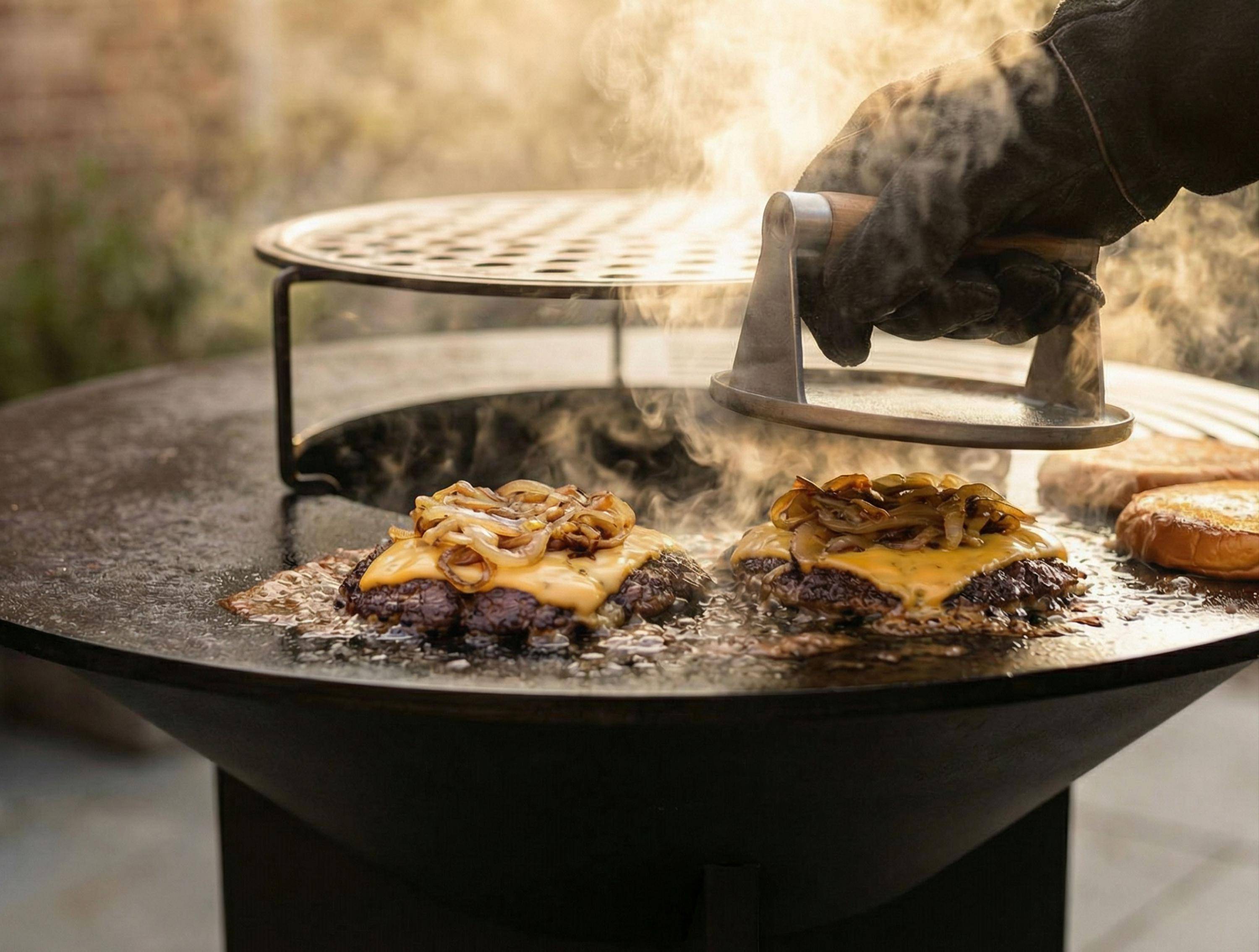 Purline - Barbecue Braséro charbon acier corten noir avec plancha Ø60cm EFP56B – Purline - Image 6