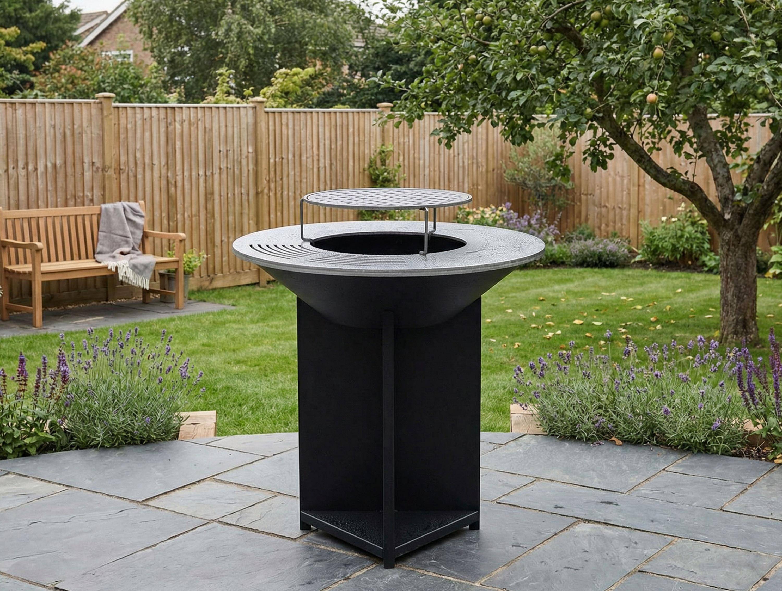 Purline - Barbecue Braséro charbon acier corten noir avec plancha Ø60cm EFP56B – Purline - Image 4