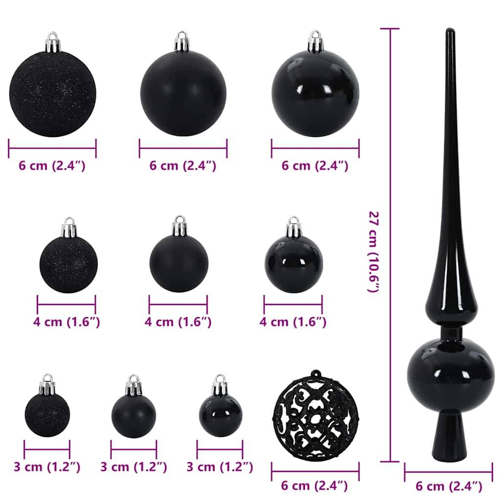 Vidaxl - Ensemble de Boules de Noël avec 150 LED 61 pcs Noir Plastique vidaXL 42018827 - Image 3