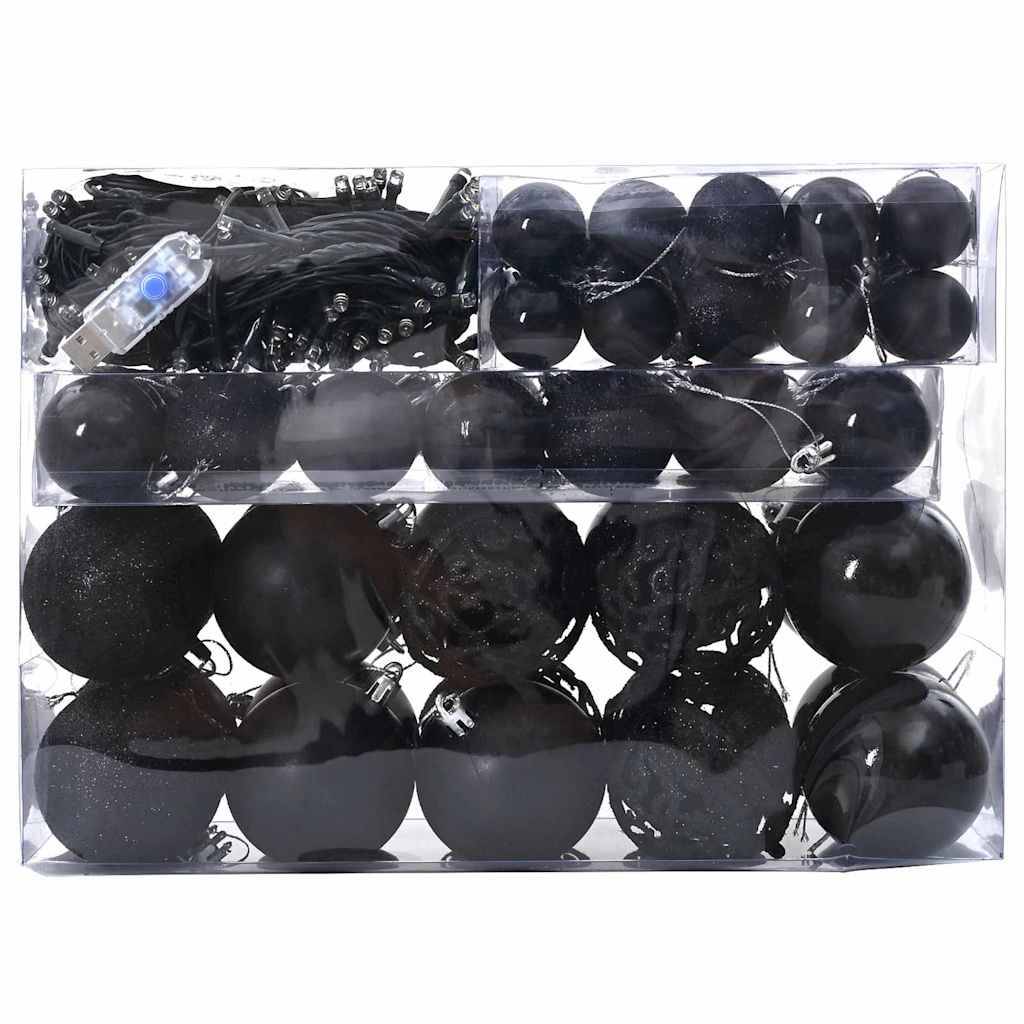 Vidaxl - Ensemble de Boules de Noël avec 150 LED 61 pcs Noir Plastique vidaXL 42018827 - Image 4