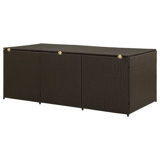 Coffre de rangement - Boîte de rangement extérieure - Coffre de jardin résine tressée 180x90x70 cm marron - Image 5