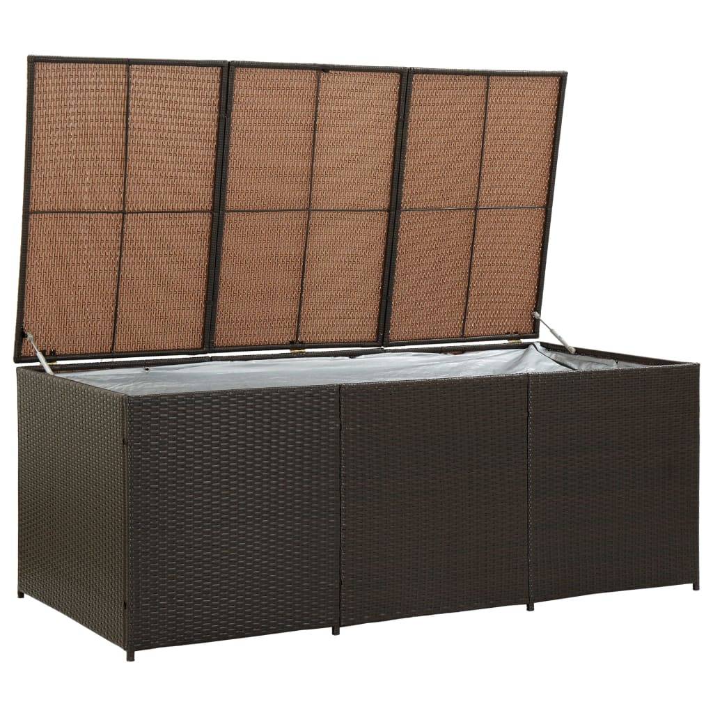 Coffre de rangement - Boîte de rangement extérieure - Coffre de jardin résine tressée 180x90x70 cm marron - Image 1