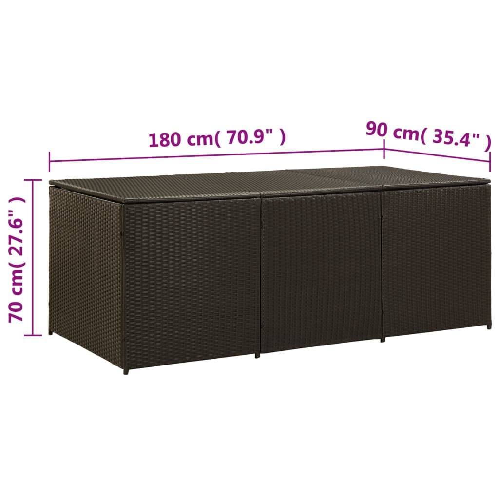 Coffre de rangement - Boîte de rangement extérieure - Coffre de jardin résine tressée 180x90x70 cm marron - Image 8