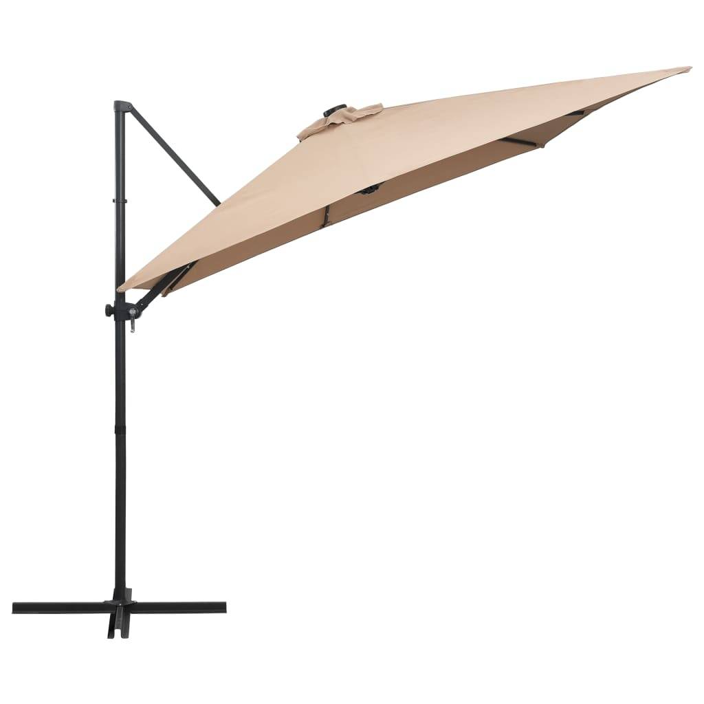 Helloshop26 - Parasol déporté avec led et mât en acier 250 x 250 cm taupe - Image 4