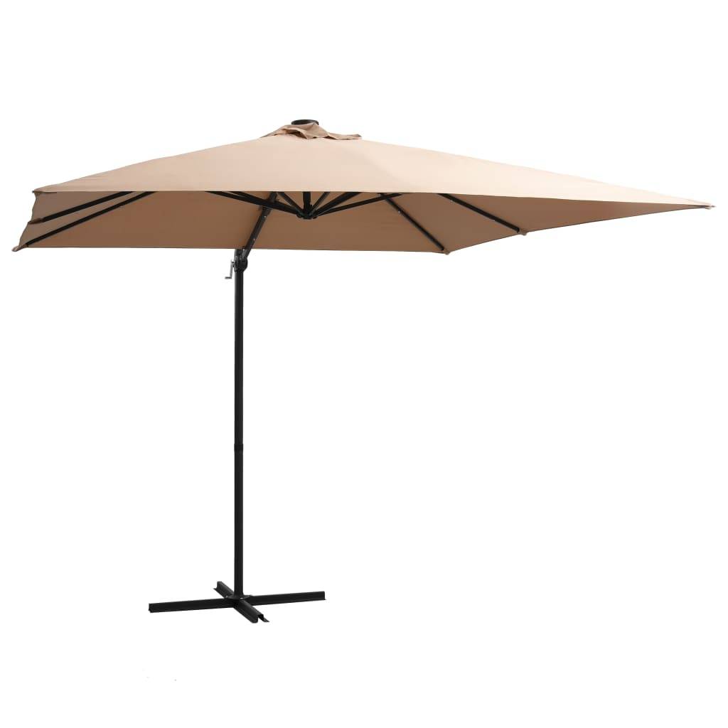 Helloshop26 - Parasol déporté avec led et mât en acier 250 x 250 cm taupe - Image 1
