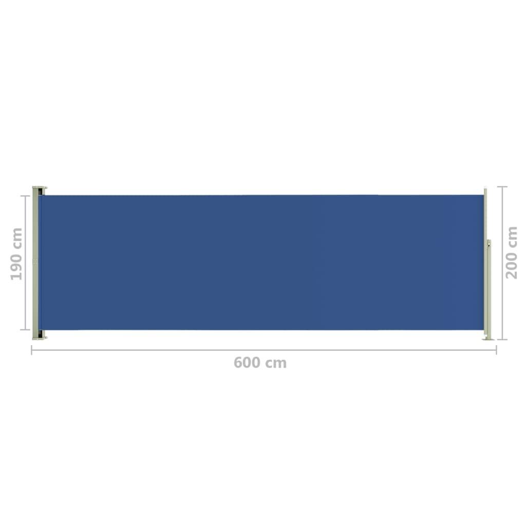 Helloshop26 - Auvent paravent store brise-vue latéral rétractable de patio jardin terrasse balcon protection visuelle écran 200 x 600 cm bleu - Image 6