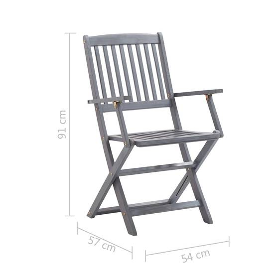 Chaises pliables d'extérieur Bois acacia Gris 54 x 61 x 88 cm - PANGIVO - Image 7