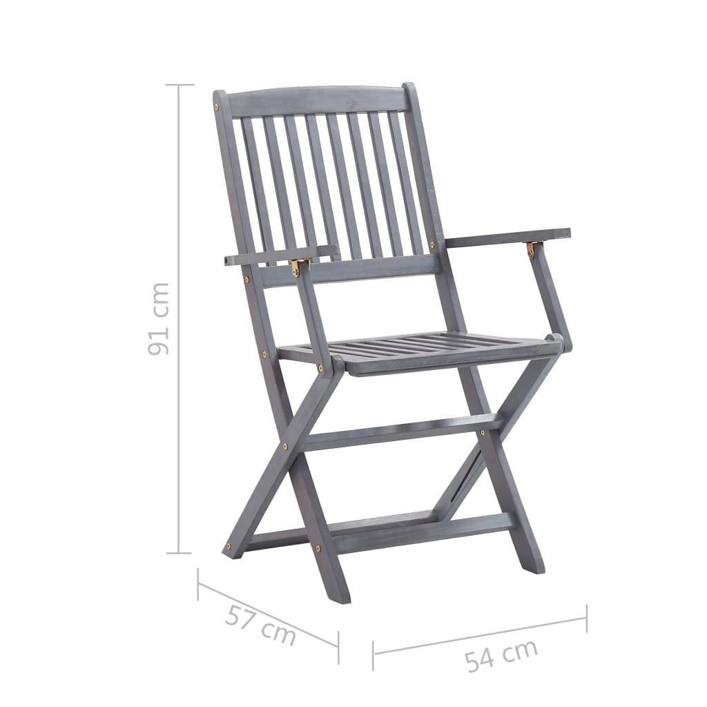 Chaises pliables d'extérieur Bois acacia Gris 54 x 61 x 88 cm - PANGIVO - Image 7